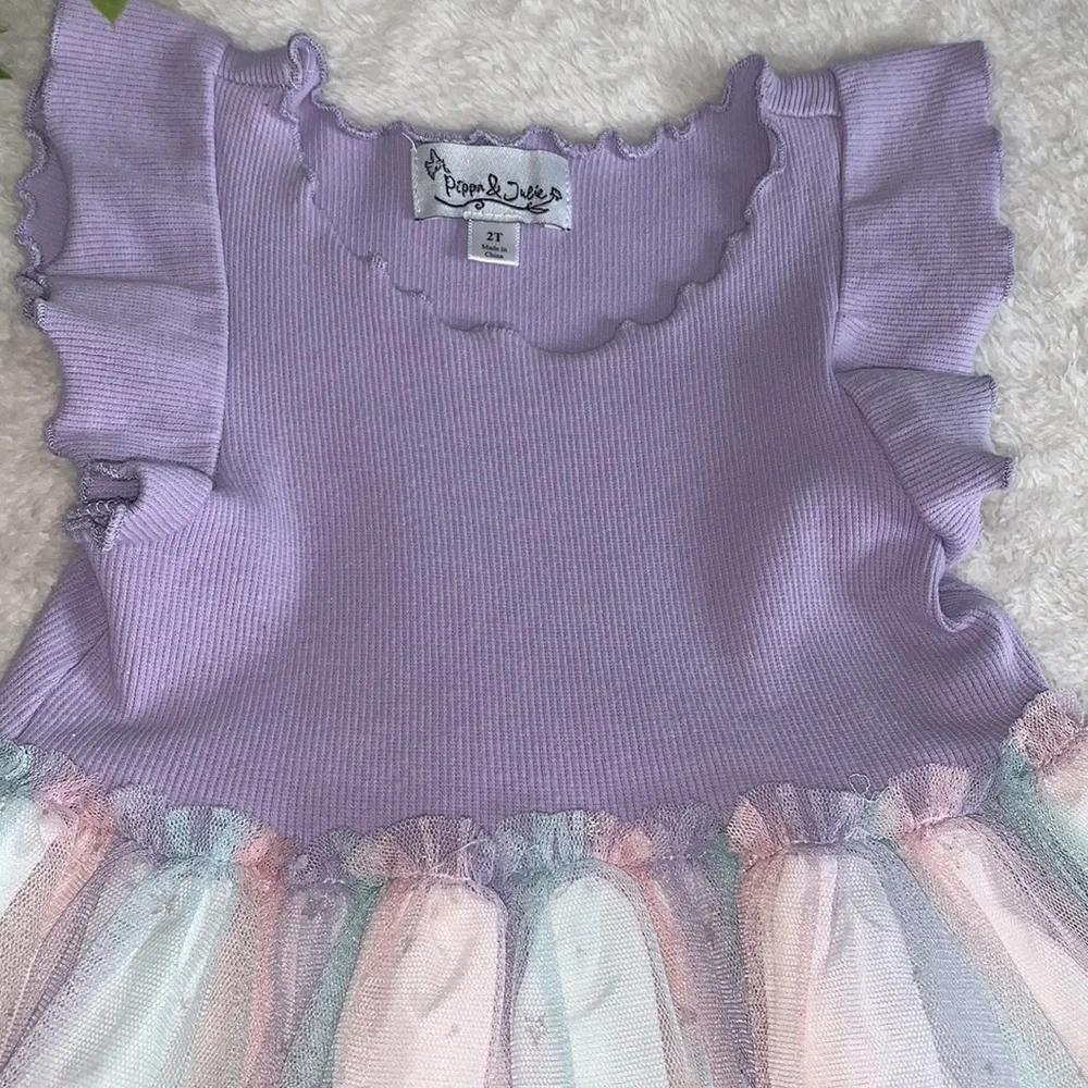 Pippa & Julie Lavender Dress 2T Tulle Bottom EUC - Picture 3 of 12